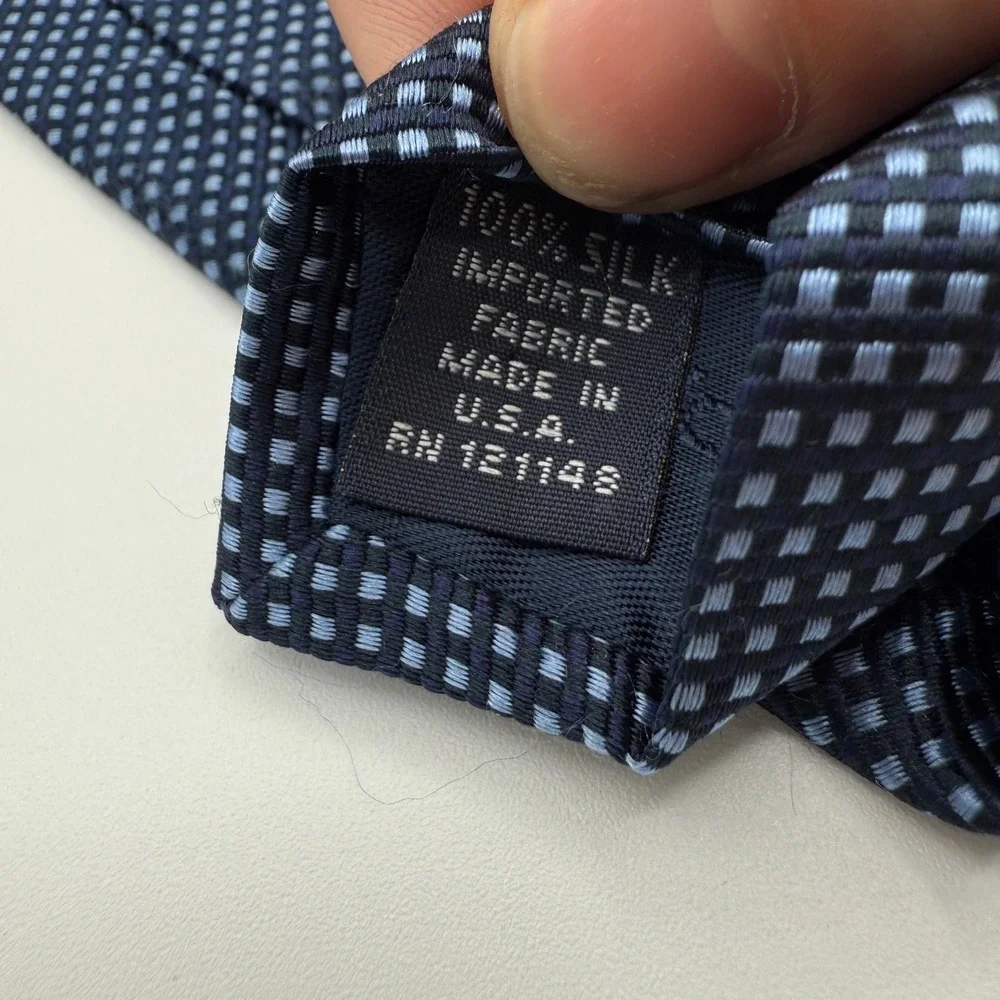 Tommy Hilfiger Men Silk‎ Tie Brown Orange Blue Geometric Pattern Made in USA